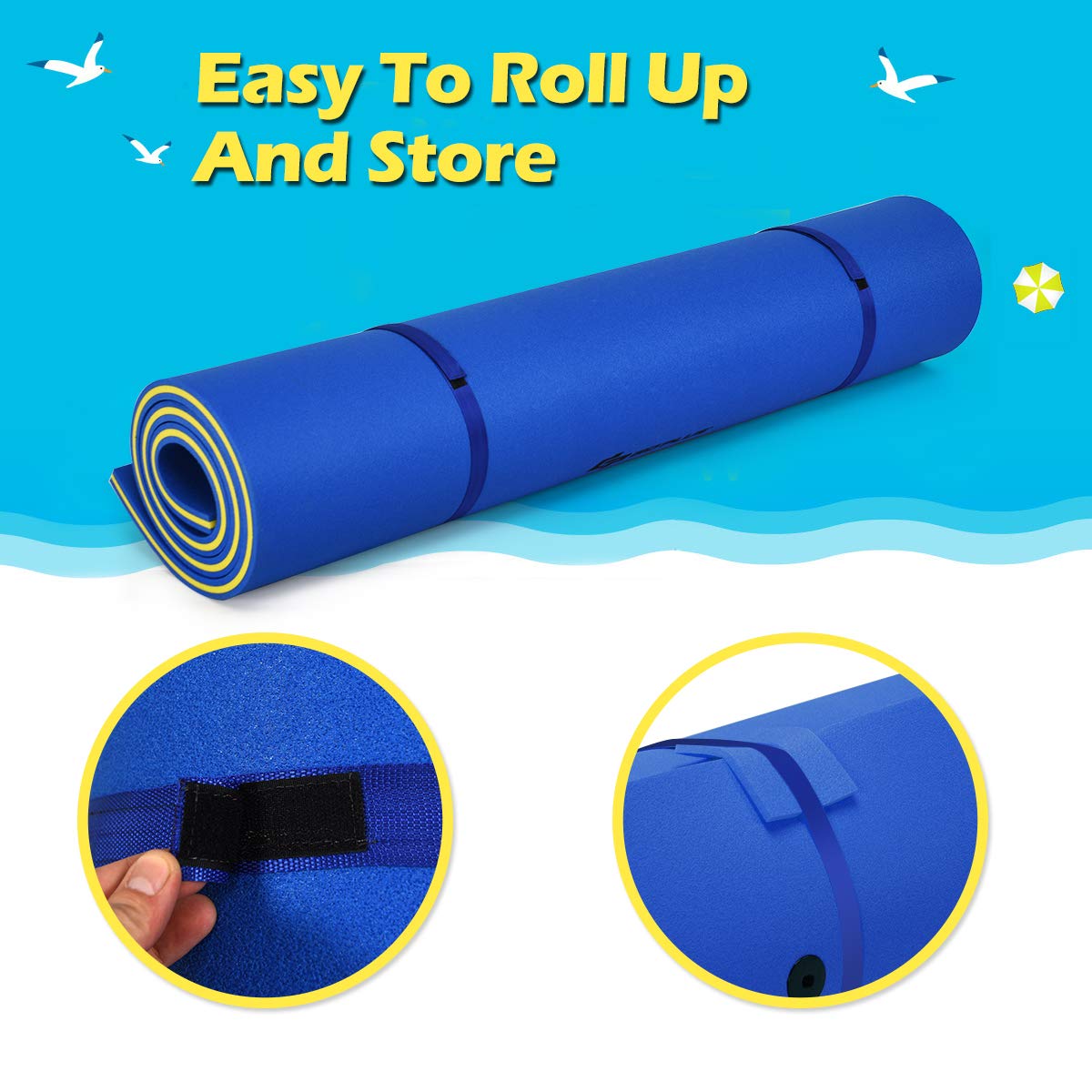 Goplus Floating Water Pad, Lily Pad for Water Recreation and Relaxing, 3-Layer Tear-Resistant XPE Foam Floating Mat for Beach, Ocean, Lake