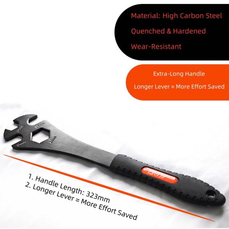 Chrisphil Bike Pedal Wrench, Heavy-Duty Steel Construction, Ergonomic Grip Handle Universal Fit for Road & Mountain Bikes (3in1 Bike Pedals Wrench)