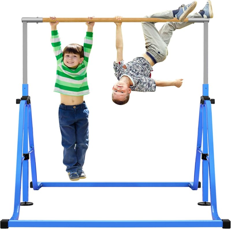 Gymnastics Training Bar for Kids - Adjustable 8 Heights, Easy Folding | Max Load 300LBS