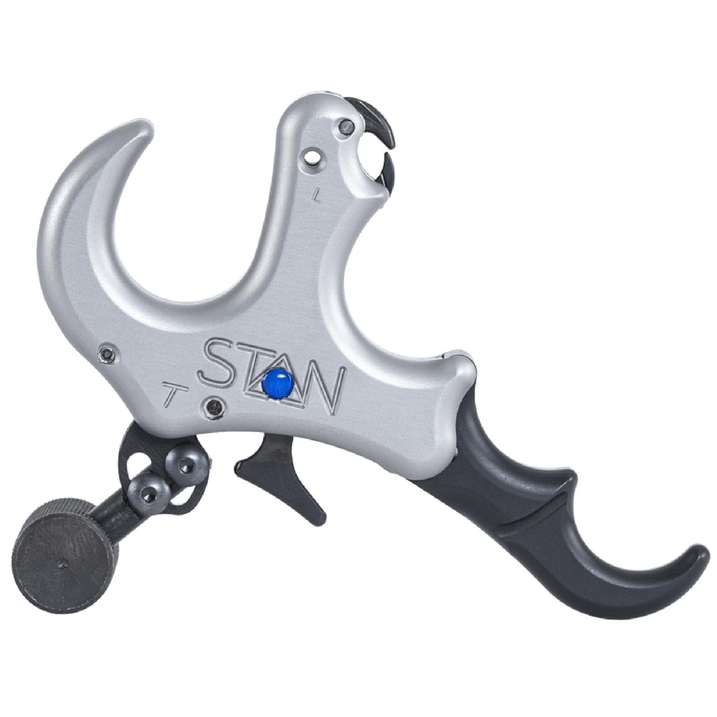 Stan OnneX Thumb Archery Release – Modular Trigger Release with Zero Travel, Adjustable Tension, 3 & 4 Finger Options, Open Hook, Trainer Lock, Echo Grey, M