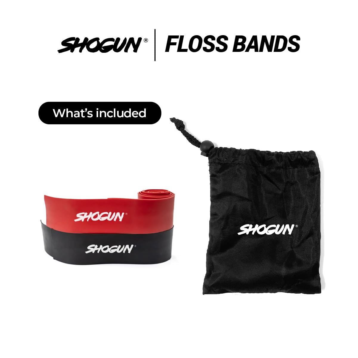 Shogun Floss Bands - 2 Pack Compression/Flossing Bands for Fitness, Muscle Recovery, Joint/Knee Pain - Exercise Wraps for Muscle Compression, Pain Relief, Accelerate Recovery & Promote Flexibility