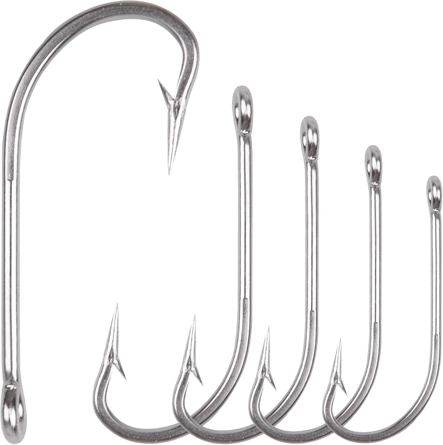 Saltwater Fishing J Hooks - O'Shaughnessy Forged Stainless Steel for Trolling | Size 1/0-10/0