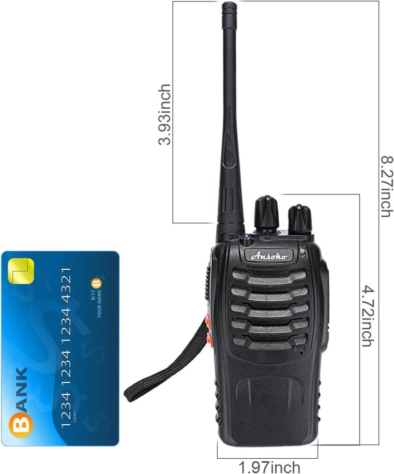 Rechargeable Walkie Talkies - Long Range Two-Way Radios | 16 Channels, Earpiece Included (2 Pack)