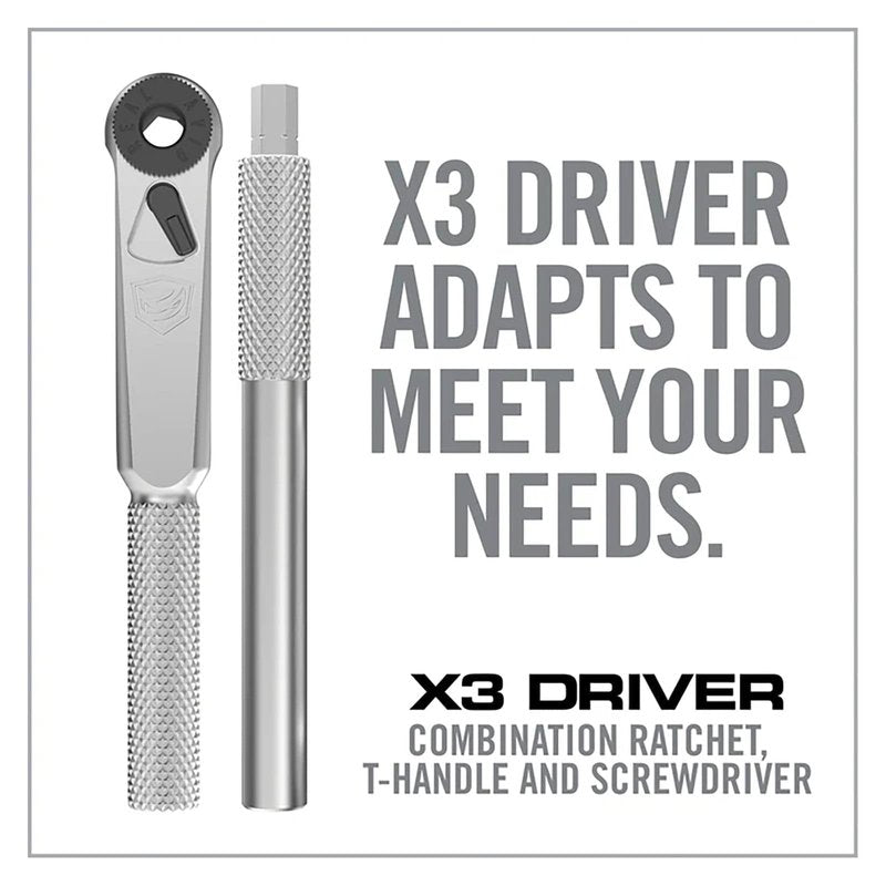 Real Avid X3 Ratcheting Screwdriver Set with 13 Bits, 3-in-1 Driver, T-handle & Extension - Includes 4 Hex 4 Torx 3 Metric 4 Standard Hex & Phillips