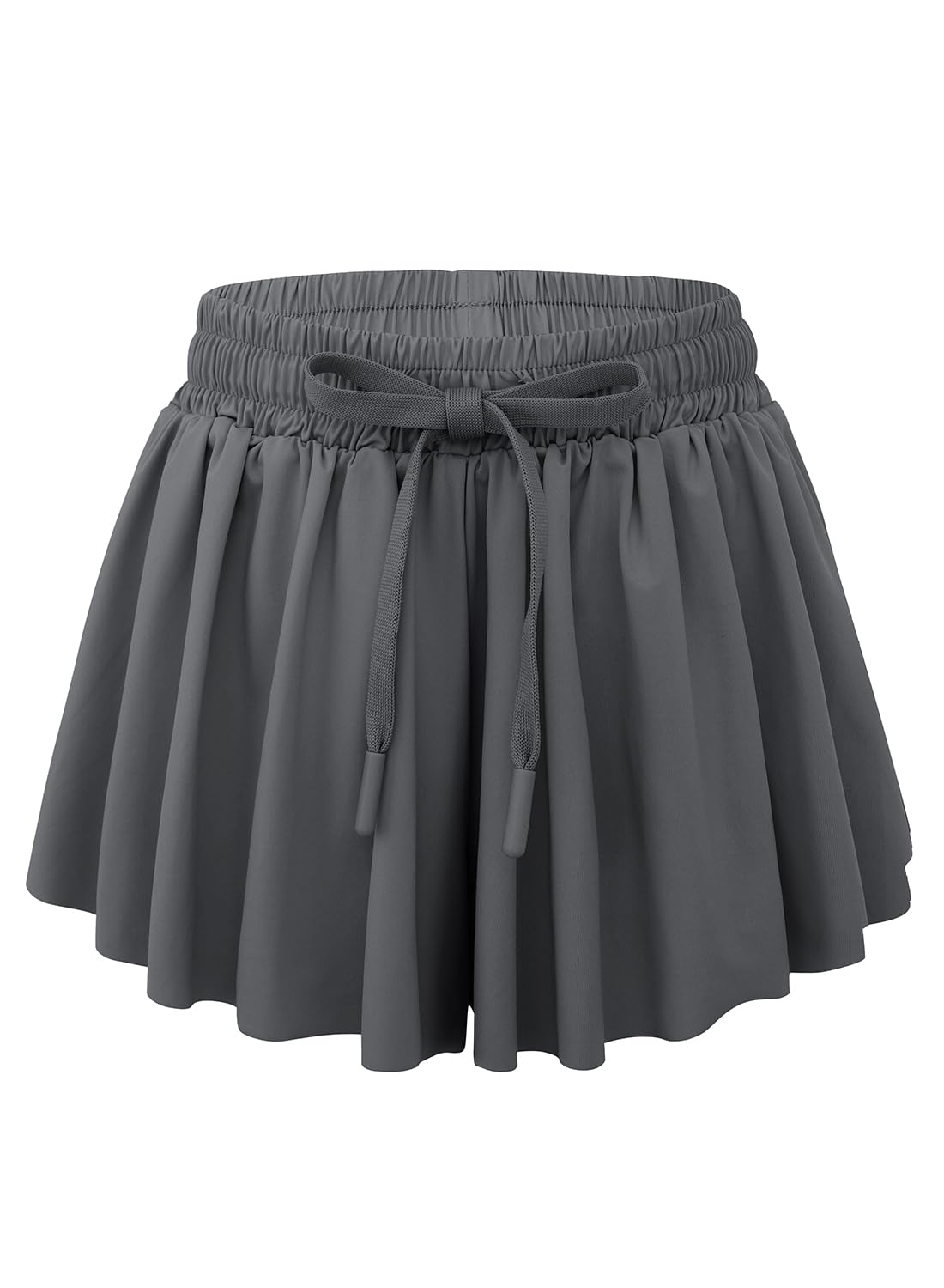 Girls Flowy Shorts with Spandex Liner 2-in-1 Youth Butterfly Skirts Grey for Fitness, Running, Sports 5-6 Years