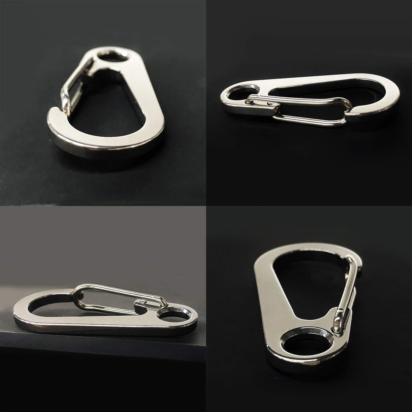 10PCS 1.77 Inch Stainless Steel Clip Spring-Snap Hook,EDC Mini Carabiner Custom Quick Release Hook for Outdoor Key Chain Camping Fishing Hiking Traveling