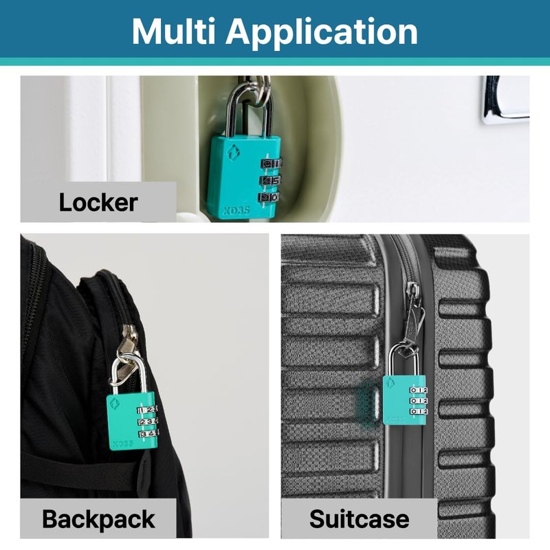 Zarker XD35 Combination Lock, 3-Digit Padlock for School, Gym, Sports Locker Lock, Fence, Toolbox, Case, Outdoor, Hasp Storage (1-Pack, Emerald)