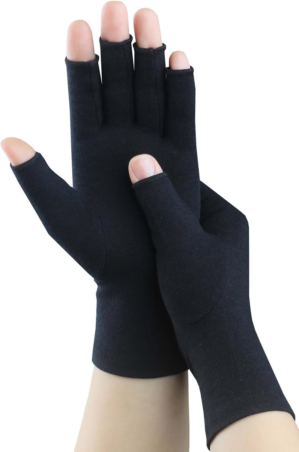 Compression Arthritis Gloves for Men & Women - Fingerless Design for Pain Relief | Carpal Tunnel Support (Medium, Pure Black)