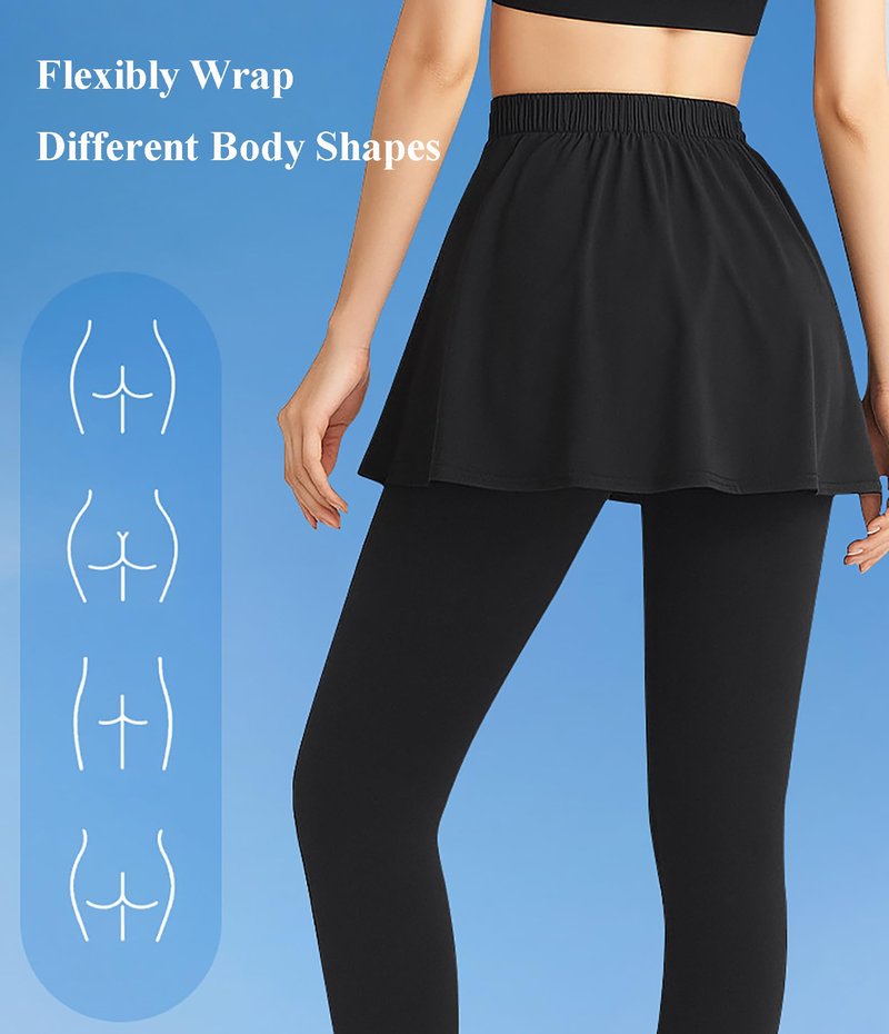 Women's Ballet Skirt, Stretch Dance Wrap Skirt, Quick-Dry Fabric Sport Wrap, Beach Cover Up Skirts Black