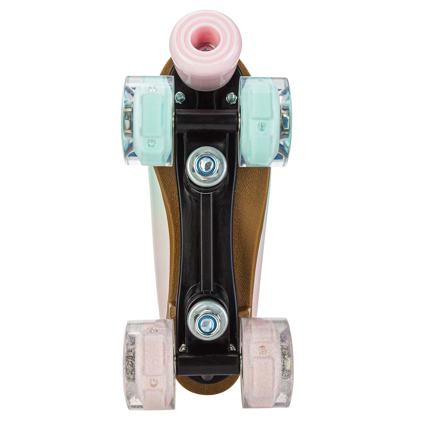 YYW Roller Skates for Girls and Women, Fantastic Gradient Pink and Green PU Leather Light Up Kids Youth Roller Skates, Indoor Outdoor, Size 33-Youth 2