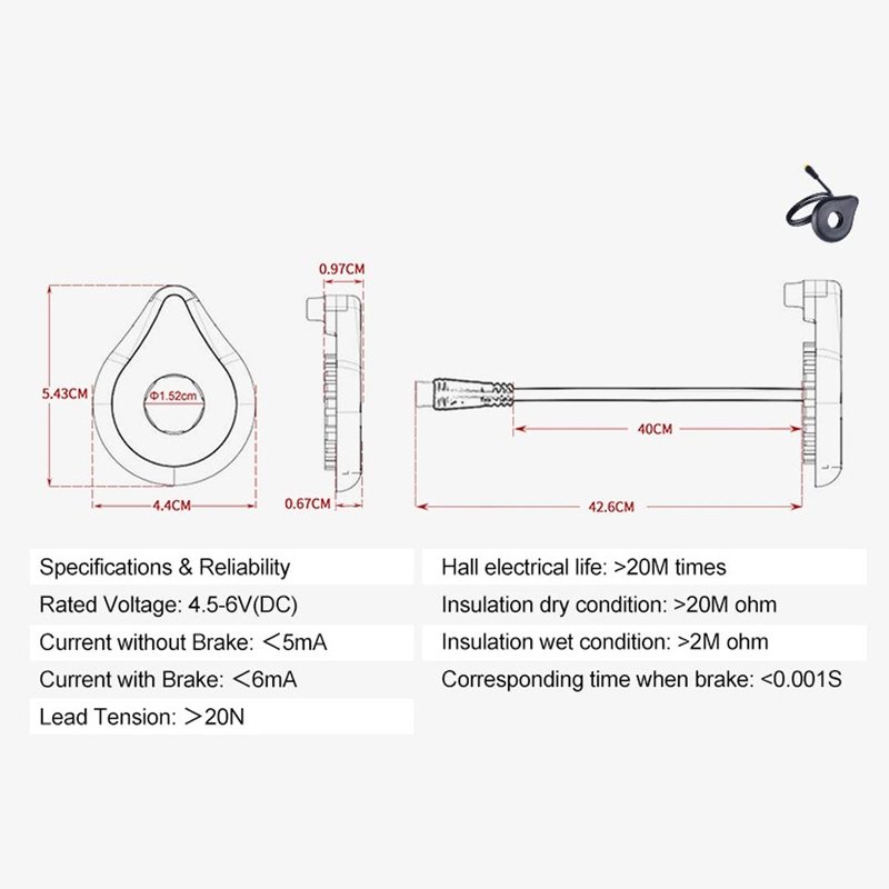 VGEBY Electric Bikes Sensor, Multifunctional Dual Hall Electric Assistant Pedal Sensor for Electric Electric Pedal Sensor Pedal Sensor Pedal Assist Sensor