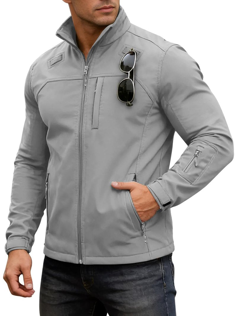 Yousify Men's Lightweight Softshell Jacket Fleece Lined Waterproof Windbreaker Tactical Jackets for Outdoor Hiking