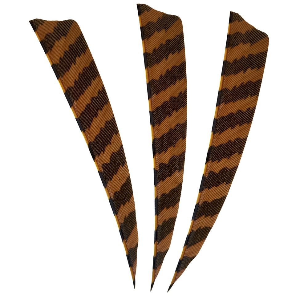 XXRRP ARCHERY Arrows Feather Fletching 4 Inch Shield Cut Vanes Real Turkey Feather Right/Left Wings for Hunting Target Shooting (25 Pack) (Right Wings, Brown)