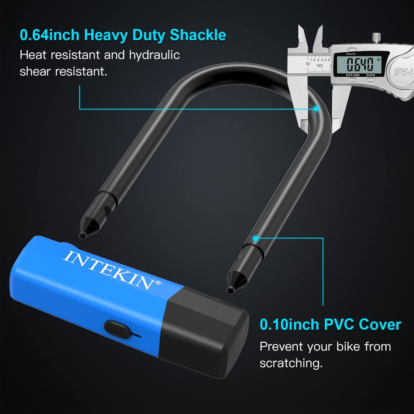 INTEKIN Key Lock Bike Lock, Blue, Portable, Heavy Duty, 16mm, 4ft/5ft Length Security Cable with Sturdy Mounting Bracket for Bicycles, Bikes and More