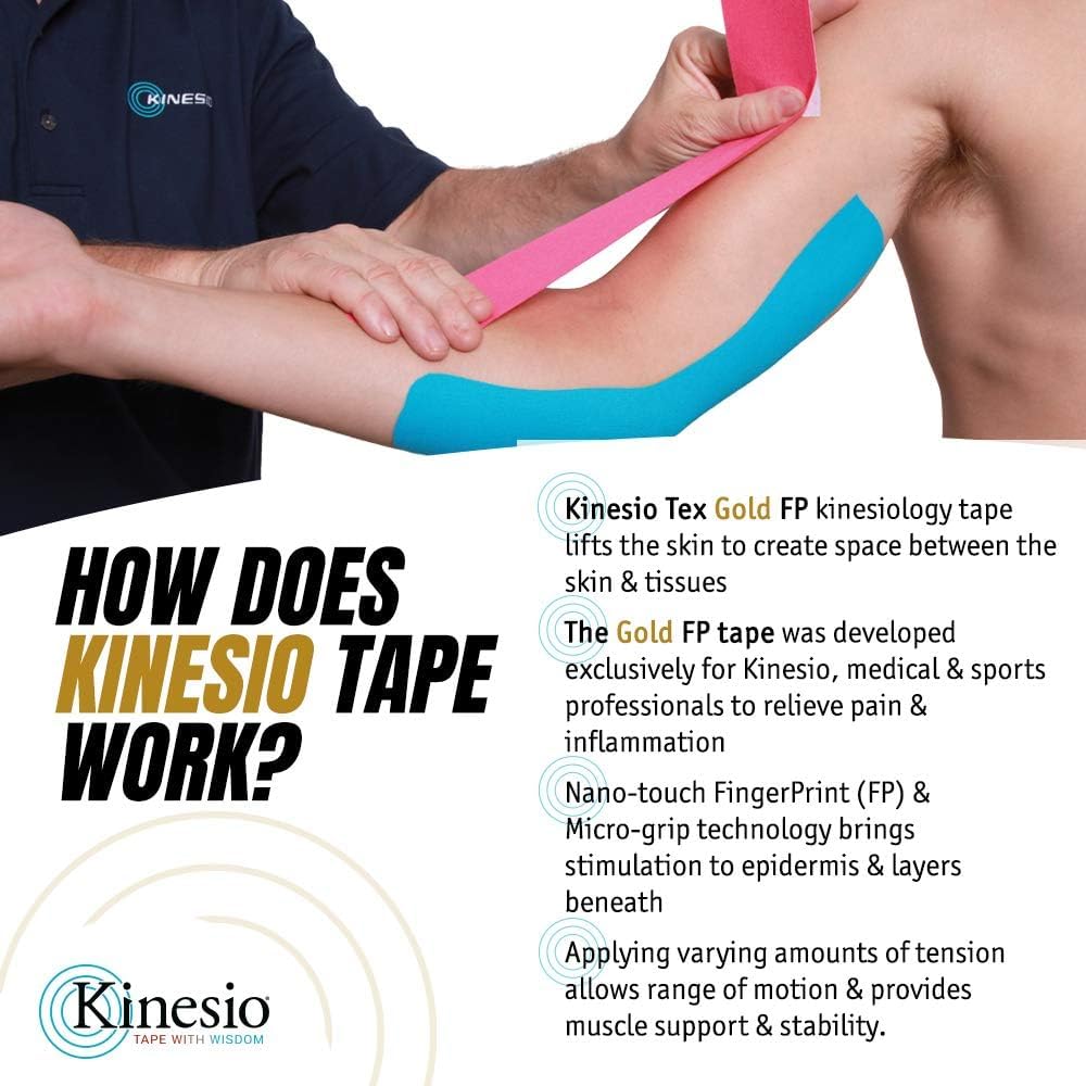 Kinesio Taping - Elastic Therapeutic Athletic Tape Tex Gold FP - Beige – 2 in. x 16.4 ft
