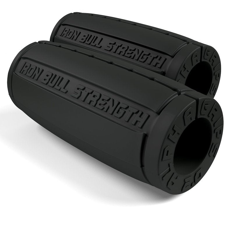 Iron Bull Strength Alpha Grips 2.0 - Extreme Arm Blaster - Best Dumbbell and Barbell Thick Bar Adapter (Charcoal)