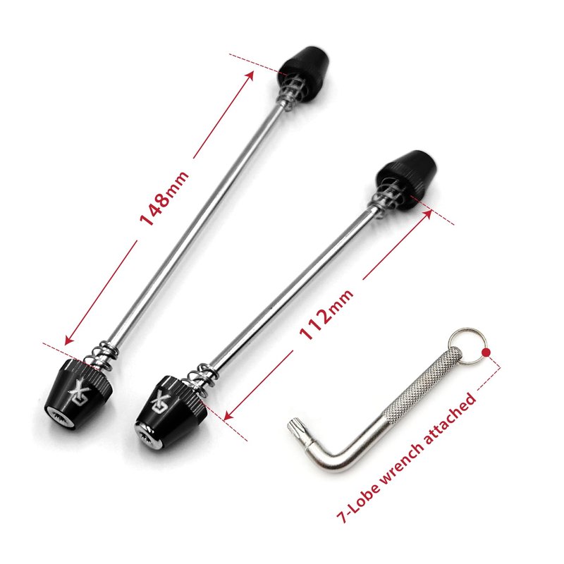 ONIPAX Anti-Theft Bicycle Locking Skewer Set with 7-Lobe Security Key, Universal Wheel Hub Skewers for Mountain and Road Bikes, Enhanced Fixed-Spring System for Easy Maintenance