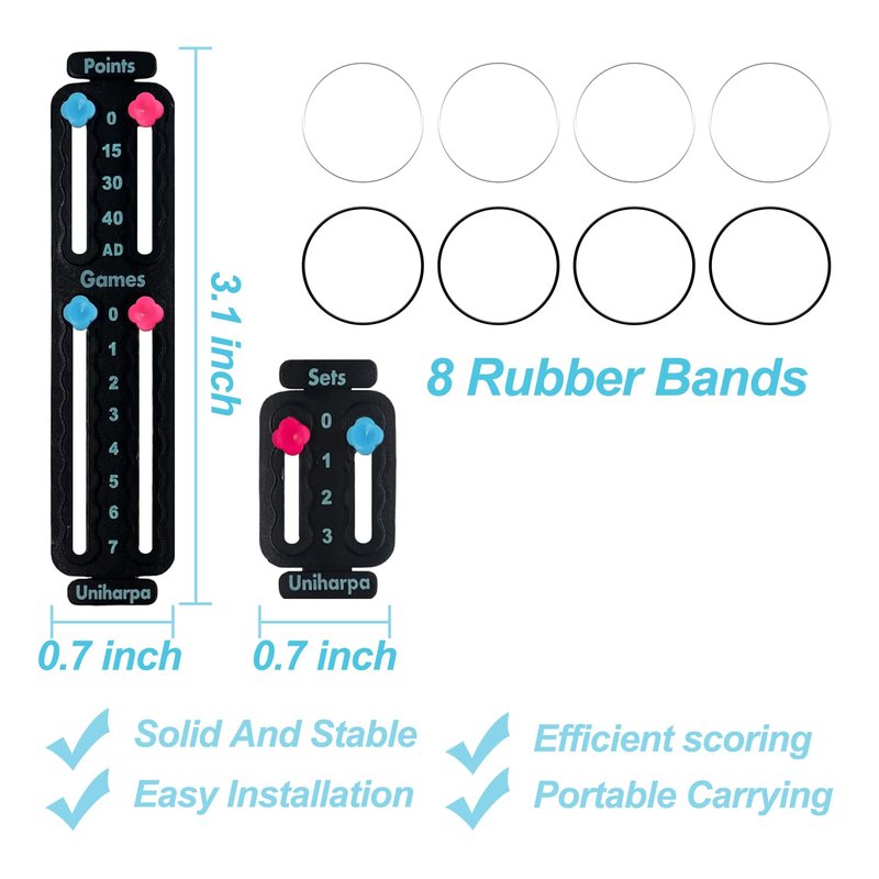 Uniharpa Portable Tennis Racket and Padel Scorekeeper, Easily Mounted Small Score Board to Keep Score of Points, Games, and Sets, Lightweight Mini Score Keeper, 1.9g