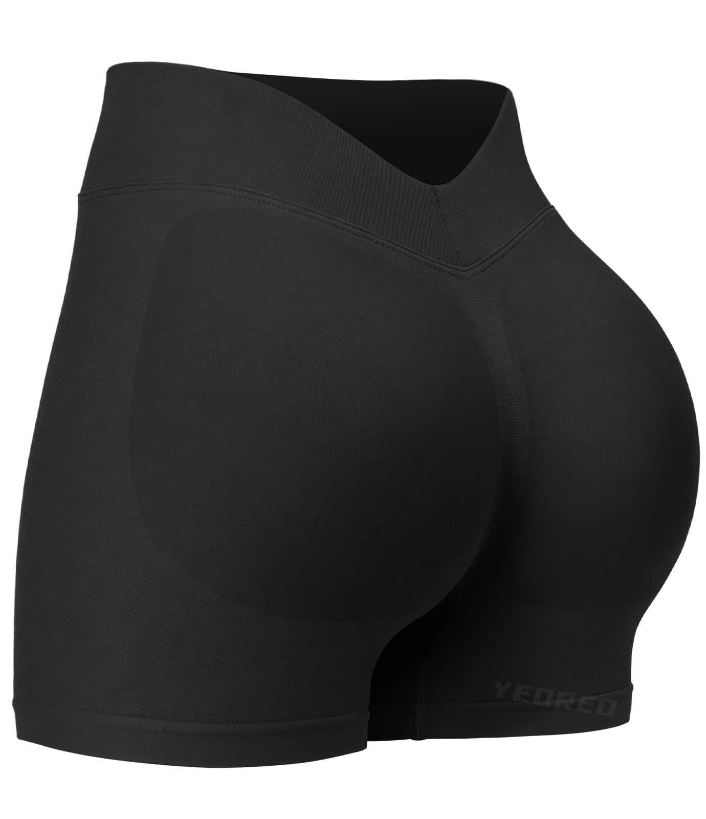 YEOREO SoftHue Workout Shorts for Women 3.6" Gym Impact Hidden Scrunch V Back Biker Shorts High Waisted Tummy Control Yoga