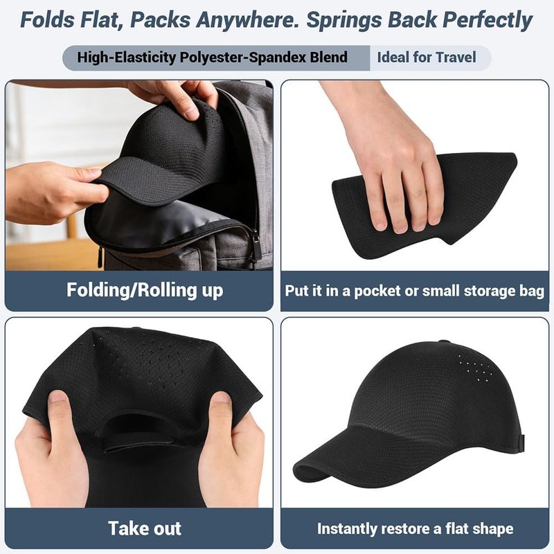 Lightweight Sports Baseball Cap - Ultra-Breathable Quick-Dry Travel Hat | Packable Design