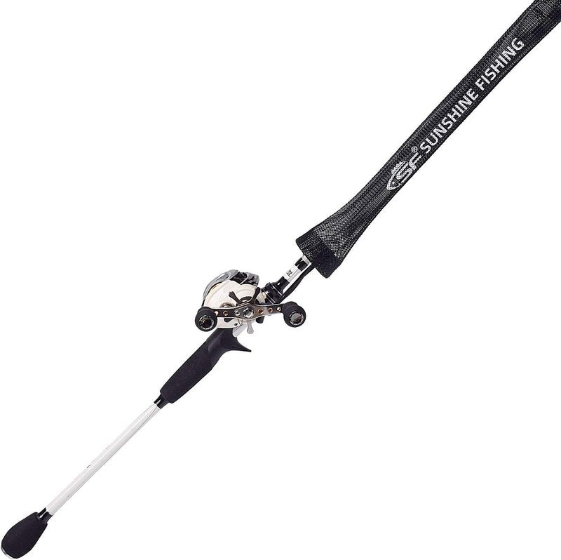 Fishing Casting Rod Socks - Braided Mesh Sleeve Protector for 7.5 FT Rods | Black, 2 Pack