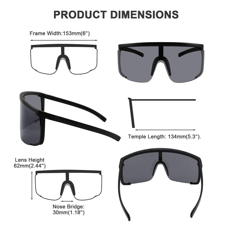 Karsaer Vision Shield Sunglasses for Men Women Oversized Neon 80s 90s Visor Shades Sports Style Outdoor Cycling Ski