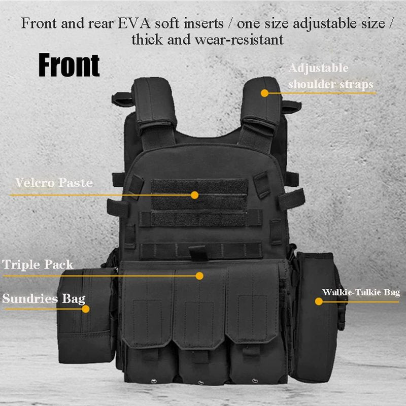 Tactical Vest for Men - Quick Release Breathable Paintball & Airsoft Gear | Adjustable Fit