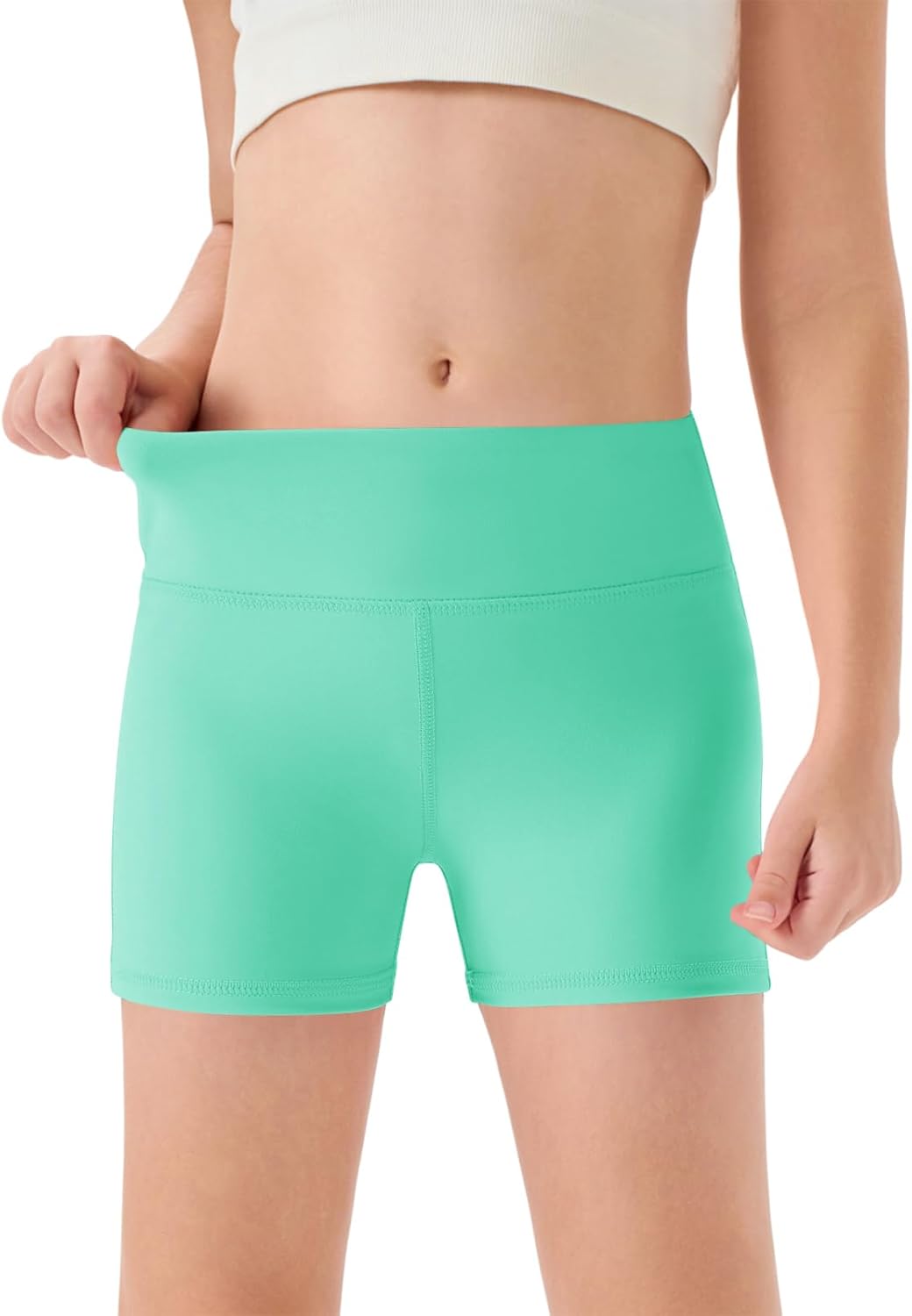 Girls High-Waisted Athletic Shorts - Comfy Yoga & Dance Biker Shorts | Sizes 5-14Y