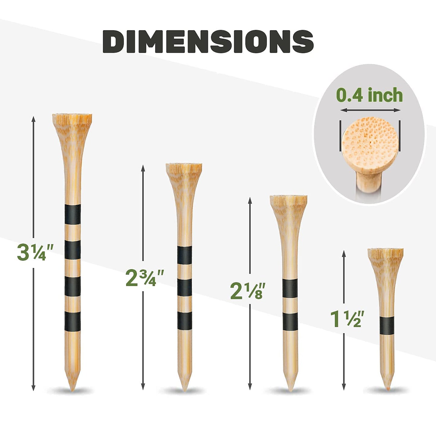 SAPLIZE 150pcs Bamboo Golf Tees, Stable and Reliable Golf Tees, 3 1/4''
