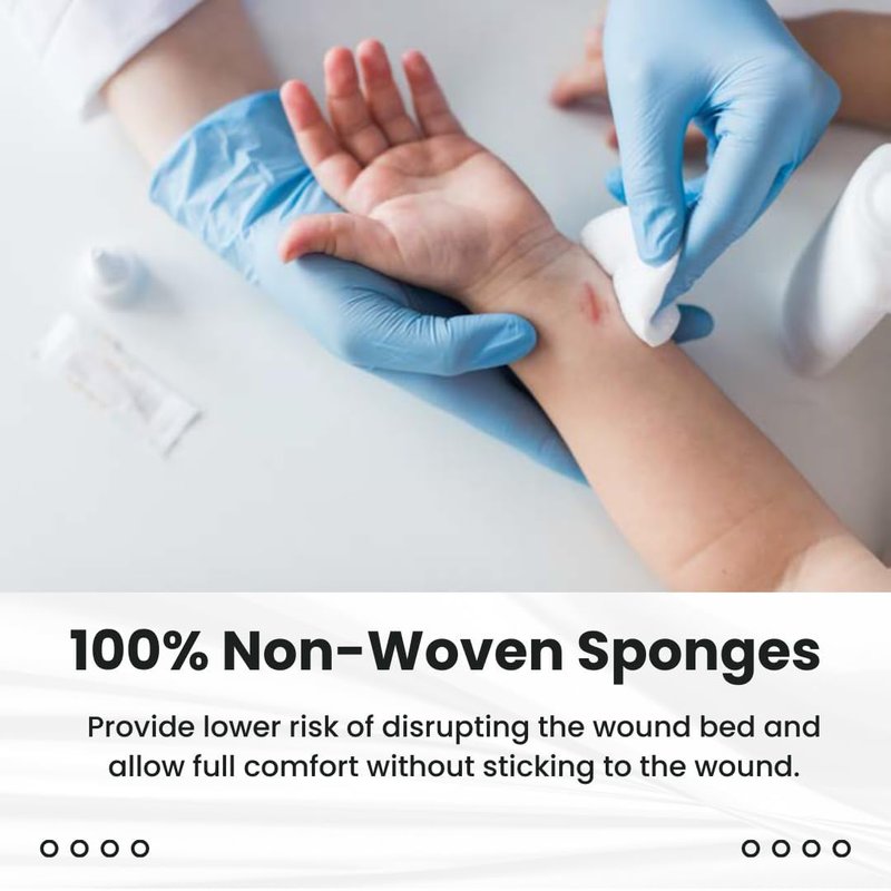 Non-Woven Gauze Sponges - 2" x 2" | 200 Count, 4-Ply Absorbent Dental Wound Care for First Aid Kits