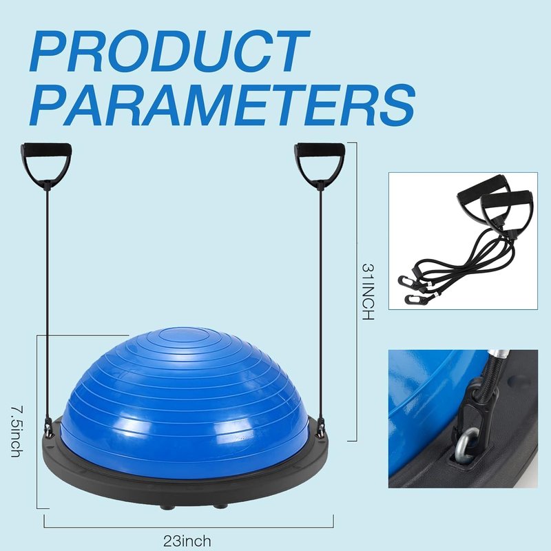 Half Balance Ball Trainer - Yoga Exercise Ball with Resistance Bands & Pump | Stability Training for Home Gym Fitness