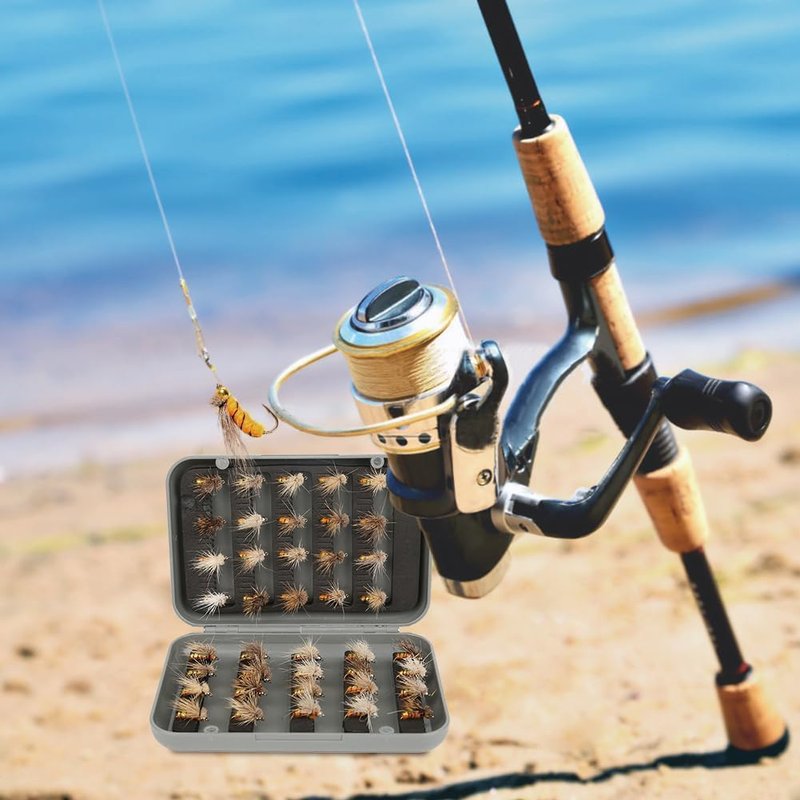 Fly Fishing Lure Kit - 40 Pcs Realistic Dry & Sinking Flies for Lakes, Rivers & Streams