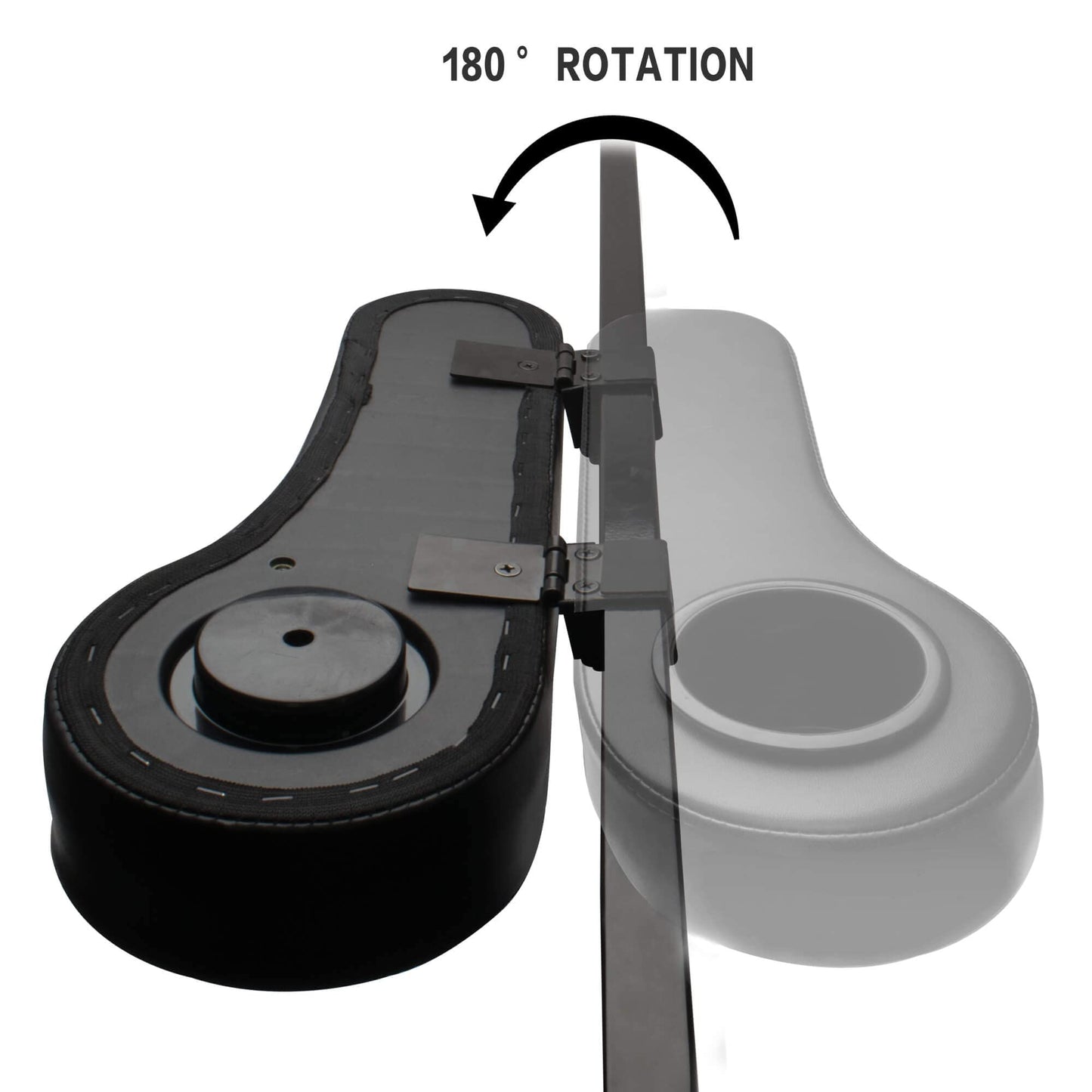 NOKINS Golf Cart Armrest with Cup Holder, Add Conjoined Support, Sturdy Without Tilting, No Drilling, for Club Car EzGo Yamaha Rear Seat Kit (Flip (Black))