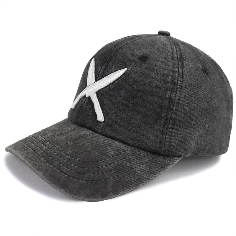 Funny Chef Hats, Cross Knives Kitchen Hat for Men Women, Adjustable Cotton Embroidered Dad Baseball Caps Black