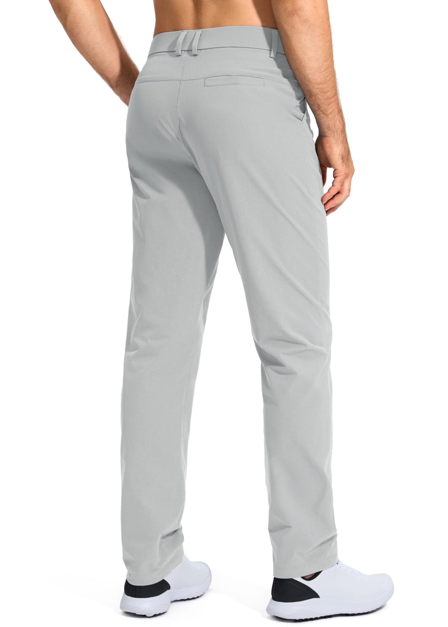 Pudolla Men's Golf Pants Work Dress Comfy Pants Casual Slacks Trousers with Pockets(Bright Gray 42Wx30L)