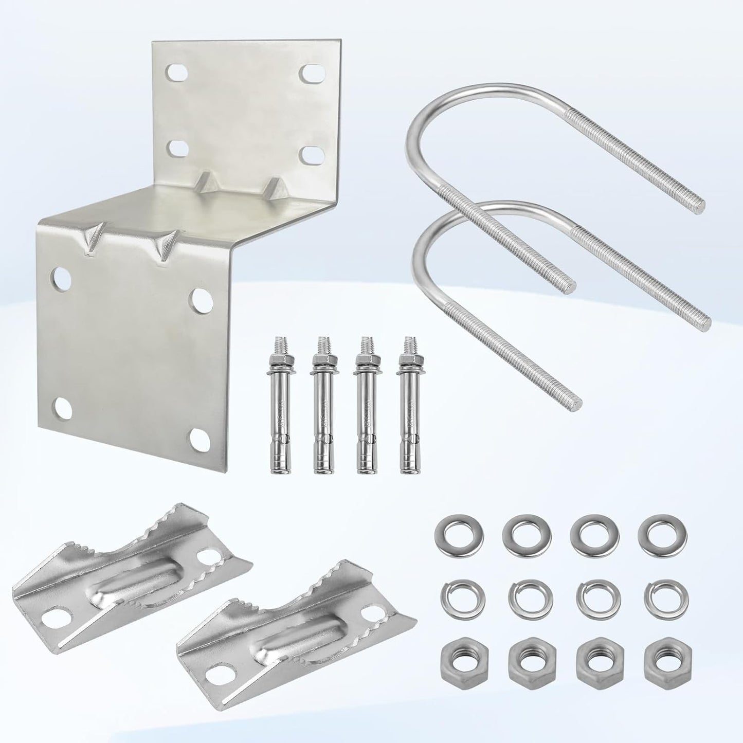 Antenna Pole Mount Bracket Kit - U-Bracket Assembly with 4 Screws for Outdoor Antenna Installation