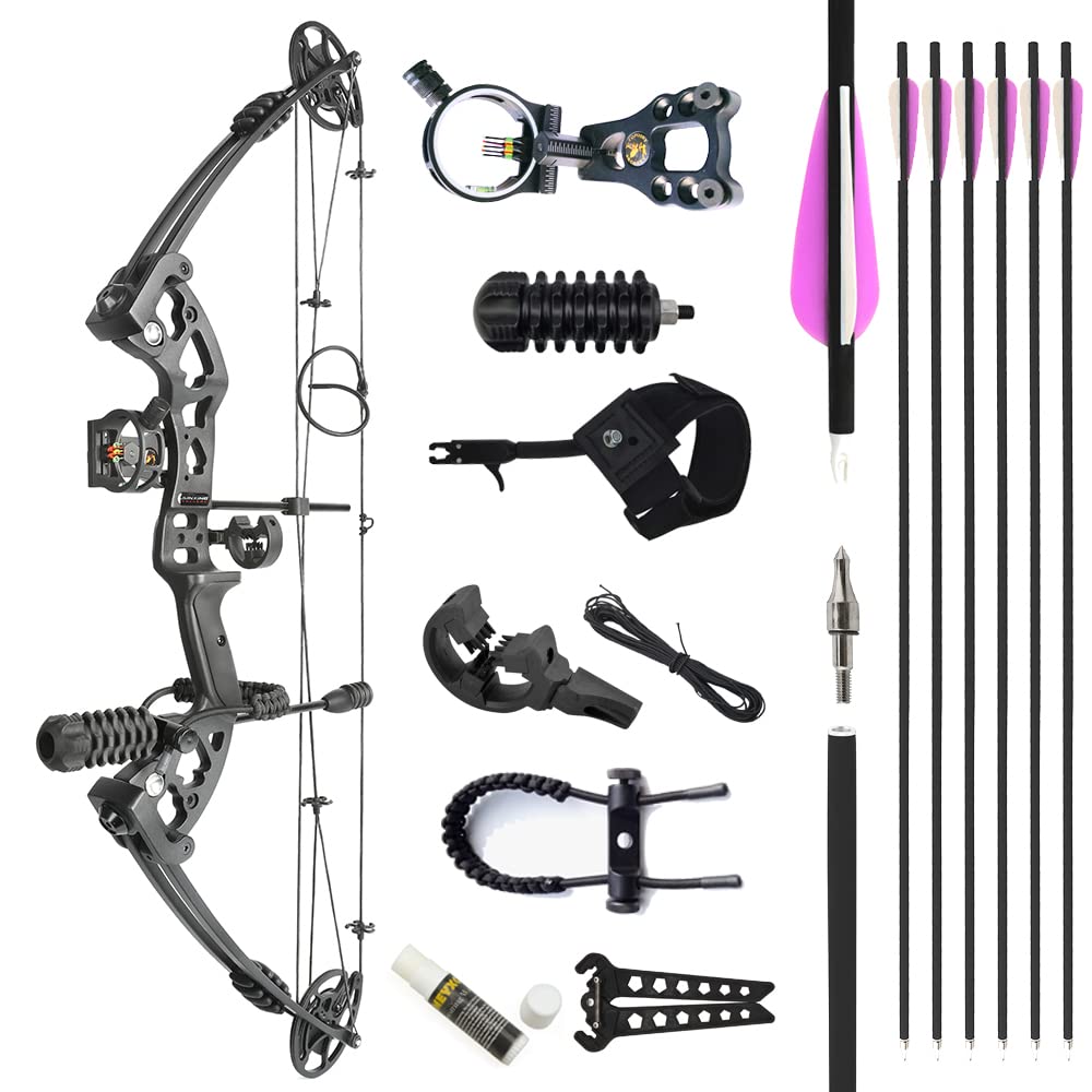 AMEYXGS Archery Compound Bows Kit Draw Weight 30-55 lbs Hunting Bow IBO 310fps Adults Archery with Hunting Accessories - Left Handed&Right Handed (Black, Right Hand)