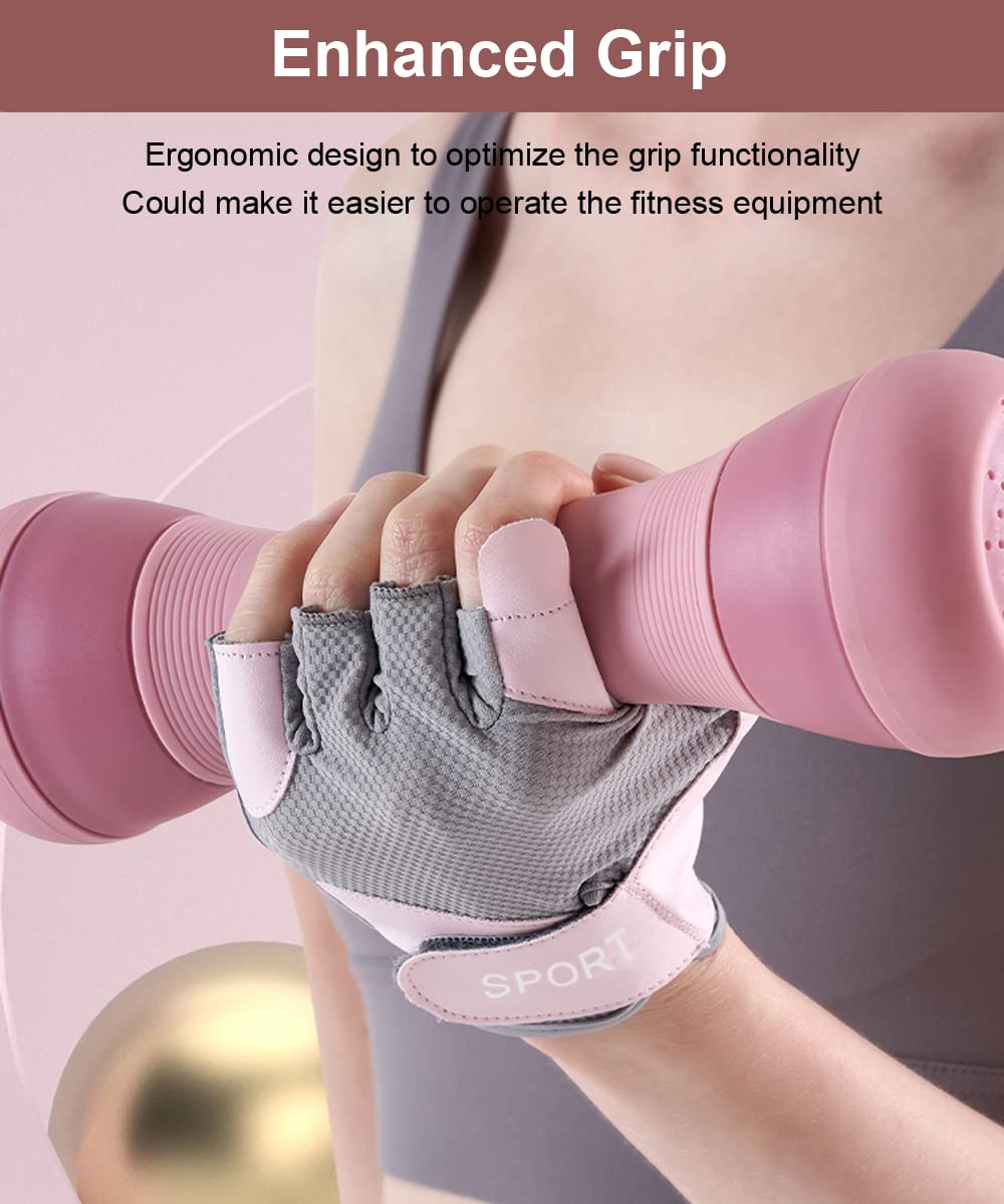 SUJAYU Workout Gloves Women, Gym Gloves for Women Gym Gloves for Working Out, Weight Lifting Gloves for Women Fitness Gloves, Guantes para Gym Mujer (Grey, Medium)