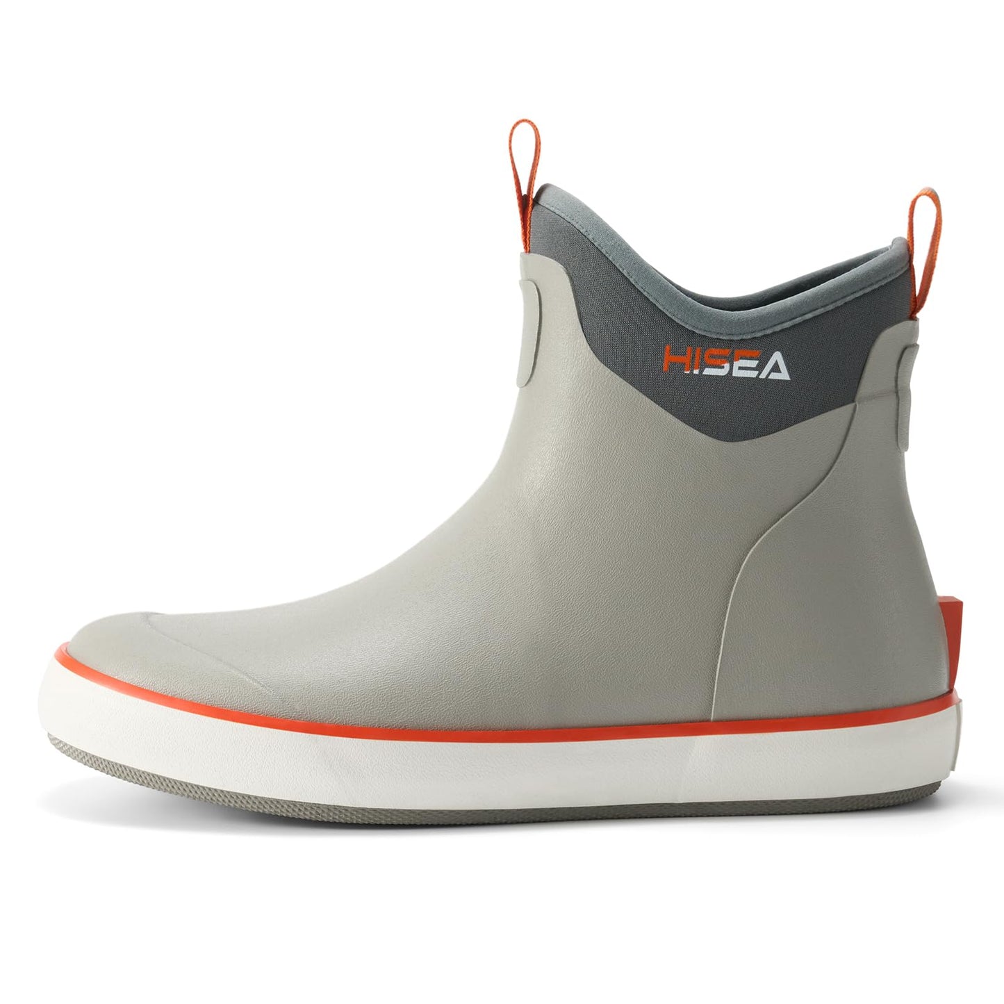 HISEA Men's Deck Boots, Waterproof Ankle Rain Boots, Saltwater Fishing Garden Boots with High Traction, Outdoor Short Rubber Shoes for Boating Sailing Farming Yard Work