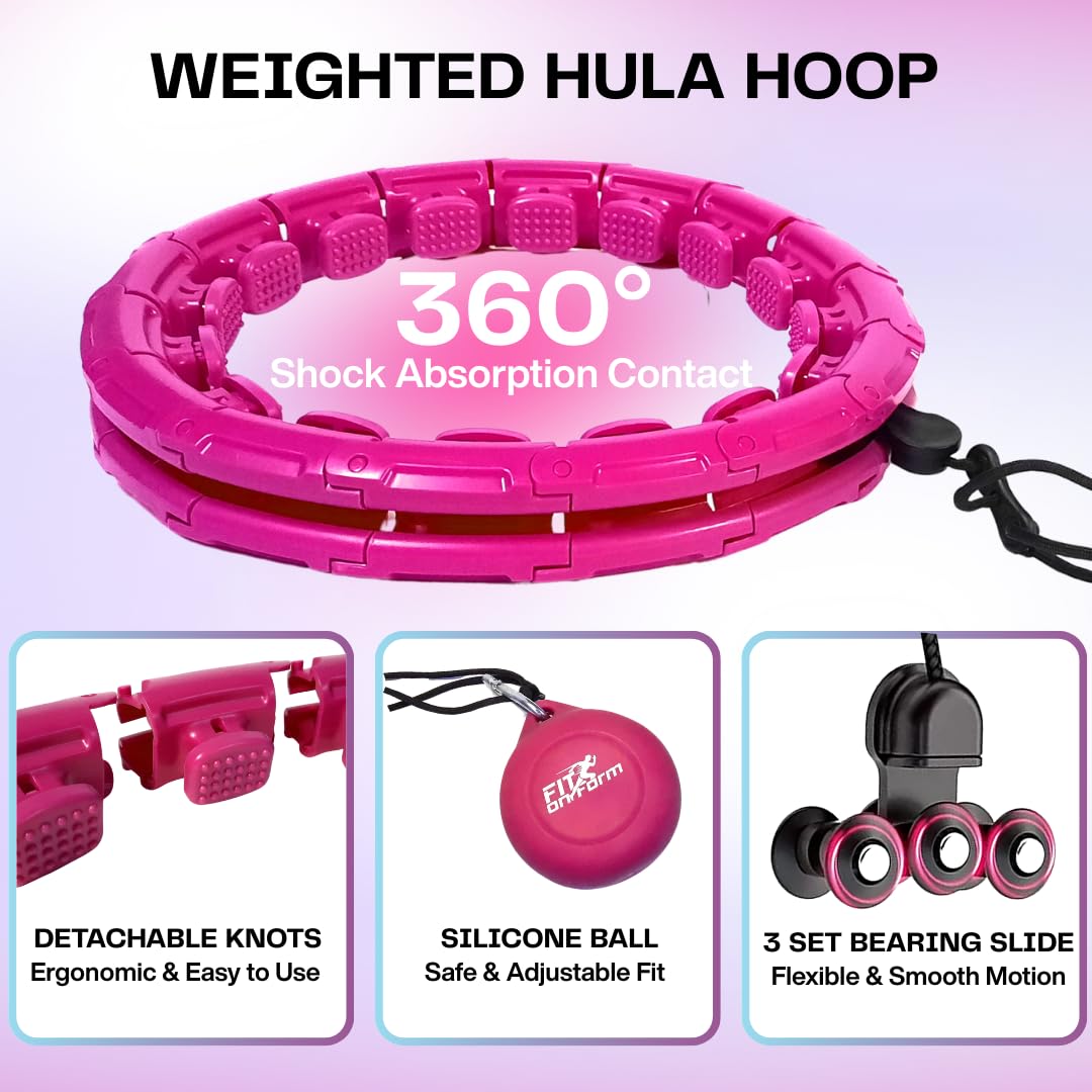 FIT ON FORM Infinity Weighted Hula Hoop for Adults Weight Loss - Smart Exercise Hola Circle Hoop for Women Abs Workout - 47 Inches