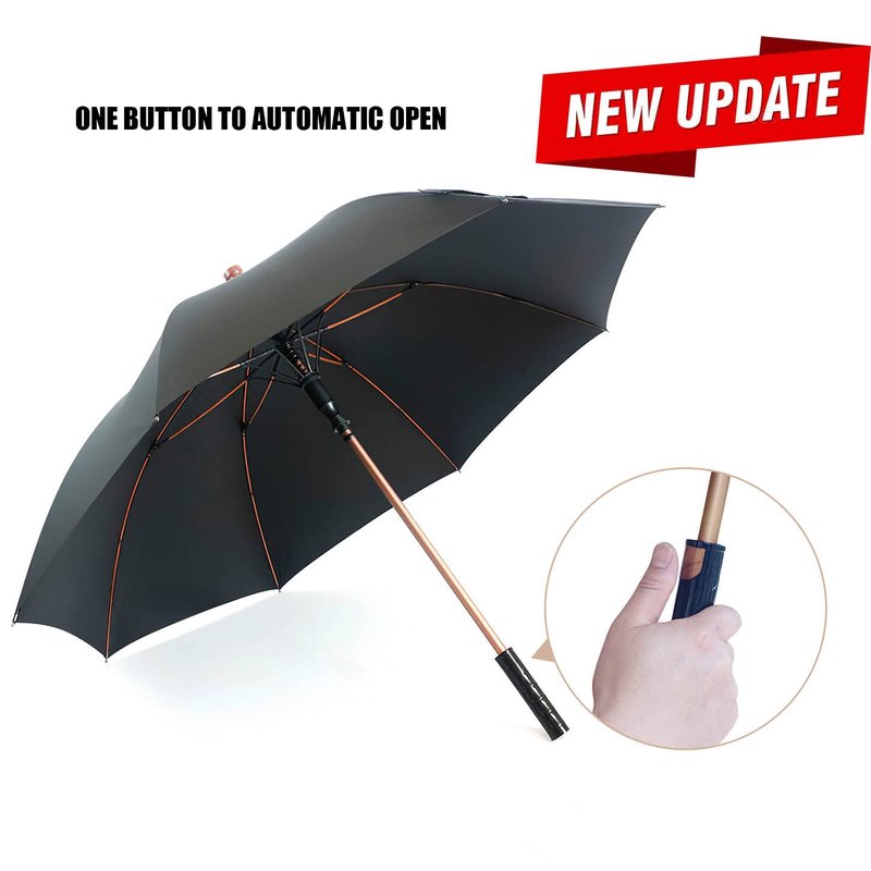 Wrzbest Stick 2-in-1,Self Defense Cane Umbrella Man, Auto Open Long Handle, Large Detachable Sturdy Walking Stick Man Crutch Umbrella for Father's Day,Elderly Men(Upgrade:Black)
