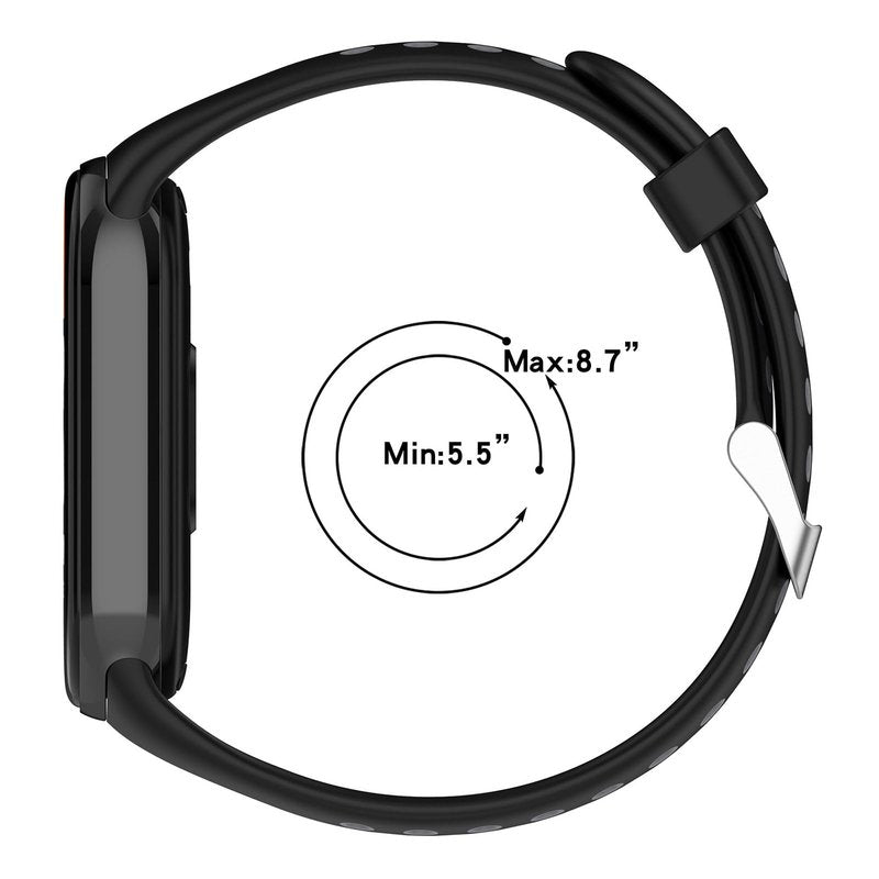 LOKEKE Compatible With Xiaomi Band 9 Replacement Band - Silicone Wrist Strap - Black+Gray
