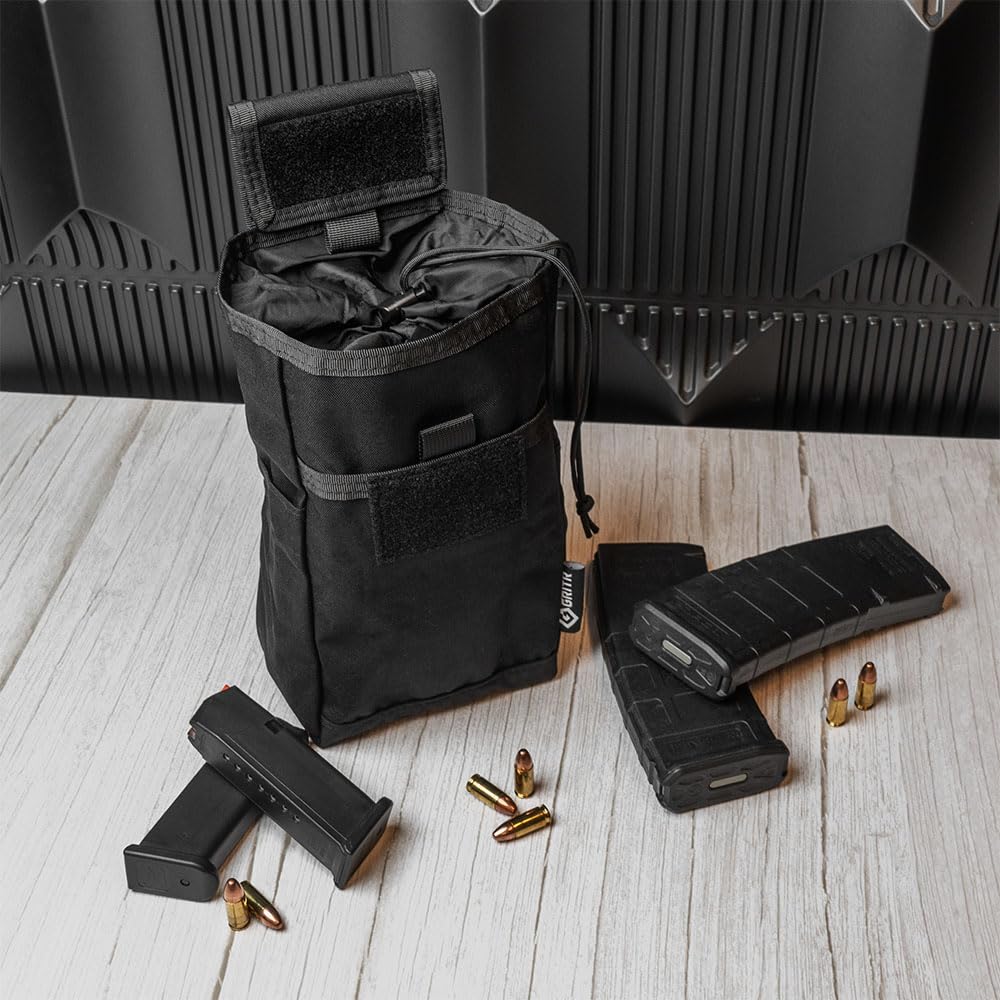GRITR Molle Dump Pouch, Tactical Duty Utility Belt Pouch, Roll Up Foldable Dump Bag for Shooting, Hunting, Camping