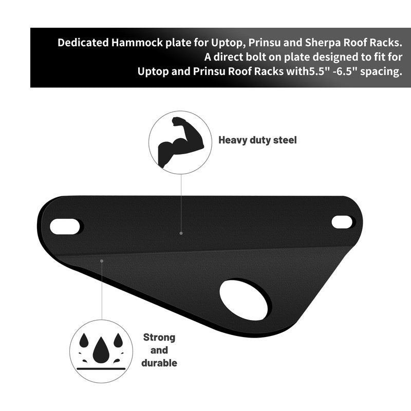 RIMLUFE Roof Luggage Rack Hammock Board Bracket, Outdoor Camping Configuration, Off-Road Vehicle Hammock Accessories and Tools, Black, C-DC-01