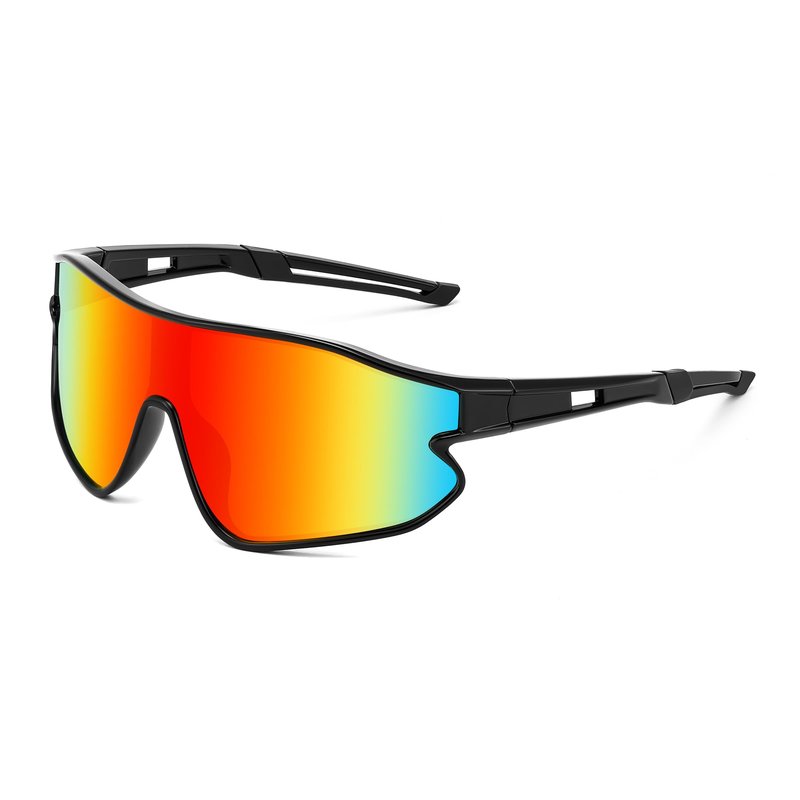 FEISEDY Unisex Youth Sunglasses, Teens Baseball Tennis Sunglasses, UV400 Sports Boys Girls Cycling Shades B4064 (Black Frame/Red Mirror)
