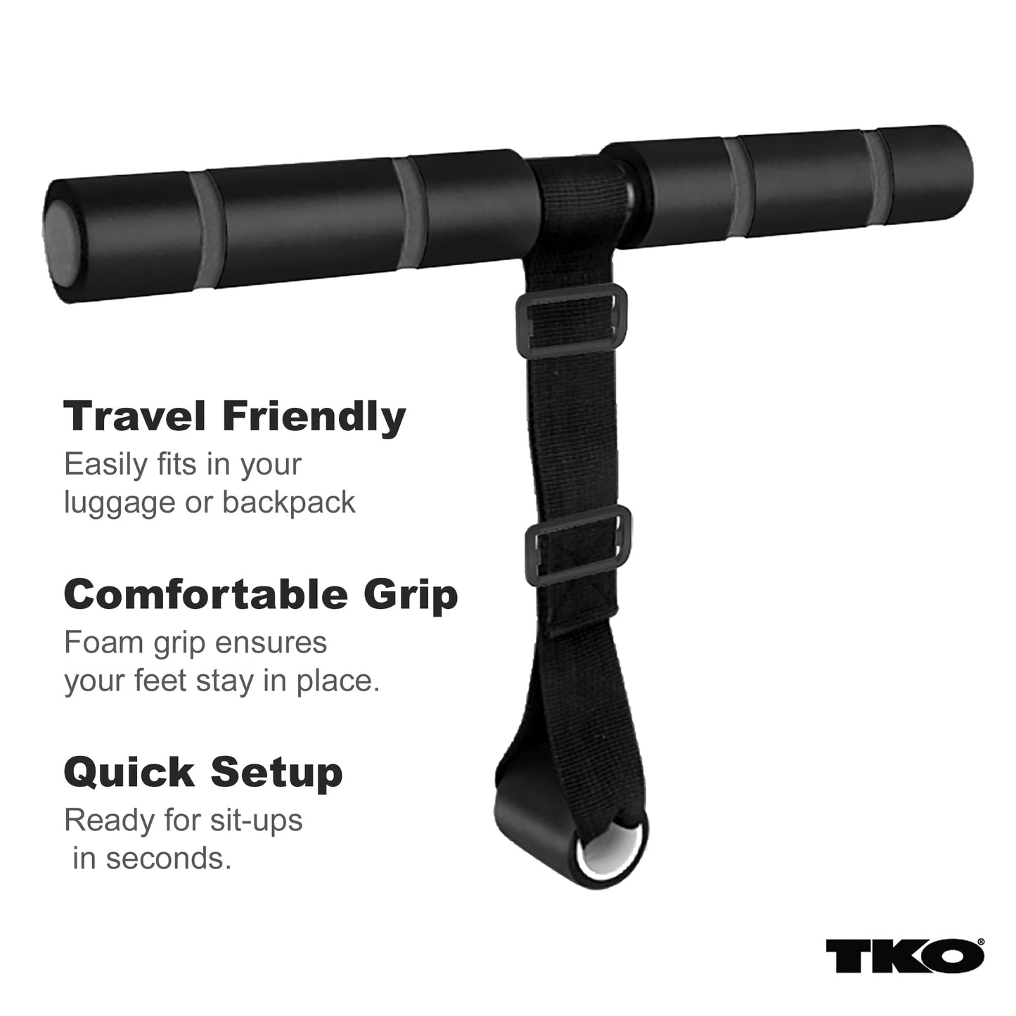 TKO Sit Up Bar - Travel-Friendly Sit Up Assist Bar - Fits Most Standard Doors - Compact Design and Easy Installation - Sit Up Exercise Equipment to Tone and Tighten Abdominals