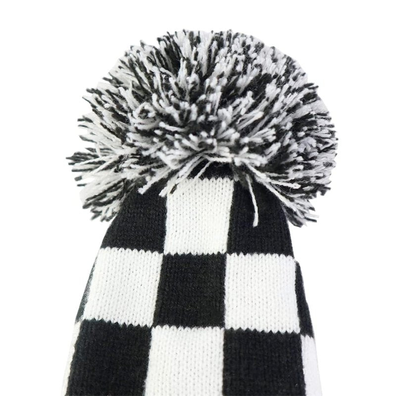 4 Pieces Stripes Knitted Golf Club Head Covers 1 3 5 X Driver and Fairway Wood2 and Hybrid(UT) (Black Square(4piece Set))