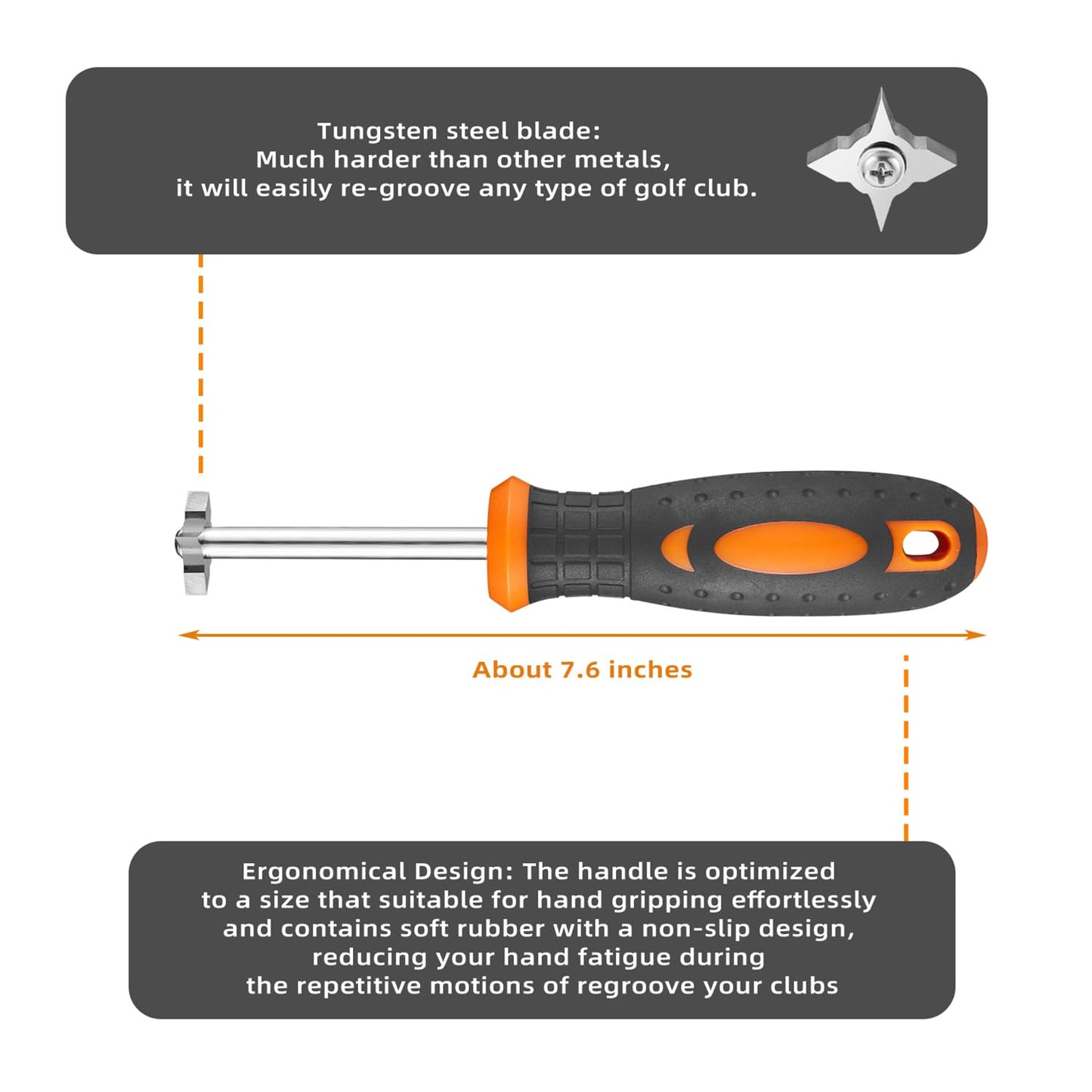 Sukiise Golf Club Groove Sharpener, Re-Grooving Tool and Cleaner for All Irons Pitching Sand Lob Gap and Approach Wedges, Generate Optimal Backspin, Groove Repair Tool, Tungsten Carbide Head