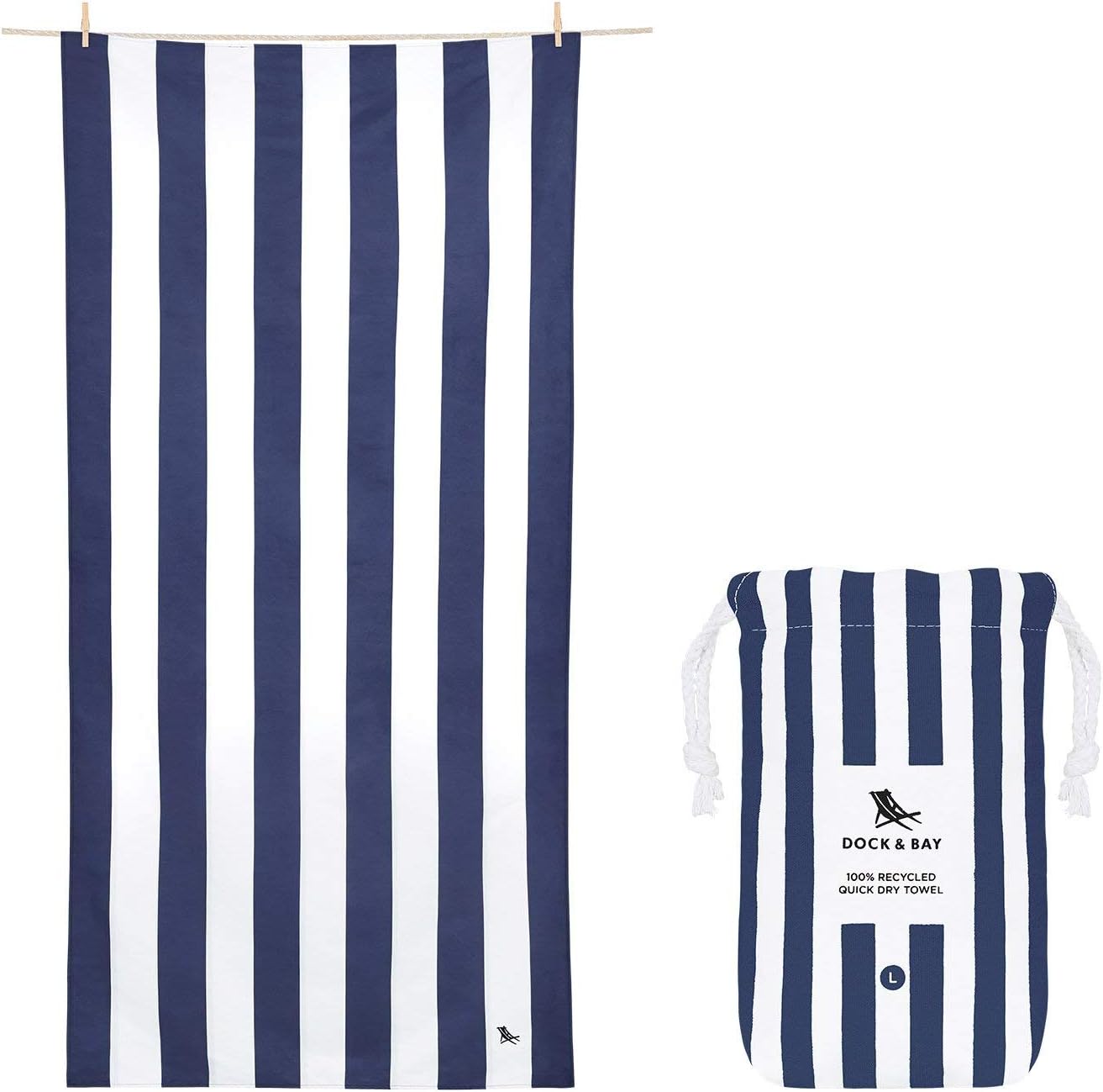 Dock & Bay Extra Large Beach Towel - Quick Dry, Sand-Free, Compact Design | 100% Recycled Material (200x90cm)