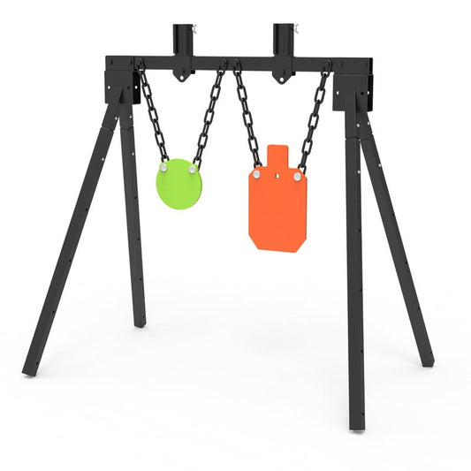 KNINE OUTDOORS AR500 Steel Target for Shooting Target Stand System Kit, 3/8" Thick 7"x 12" Silhouette Targets, 3/8" Thick 6" Gong Targets (Height-Adjustable Style)